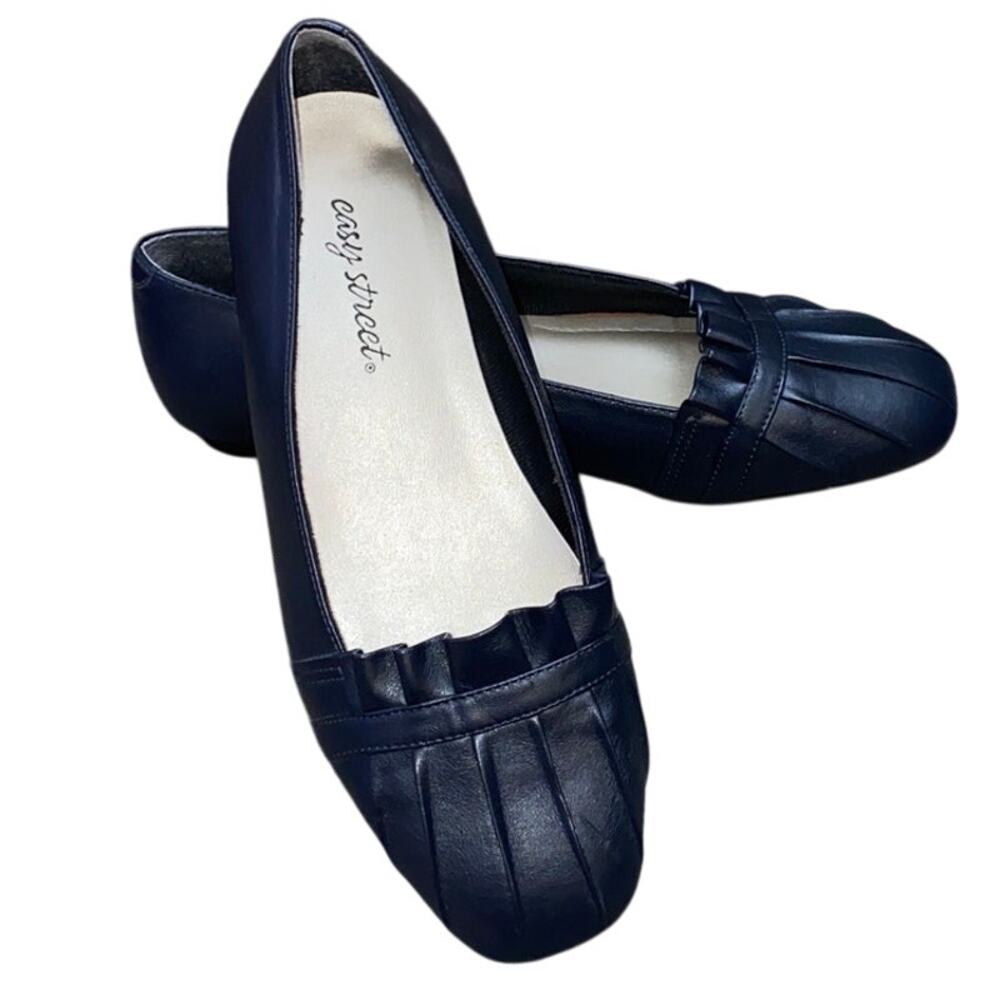 Comfort Wave Ballet Flats Easy Street Ruffle Sz 8 W Slip On Comfort Faux Leather